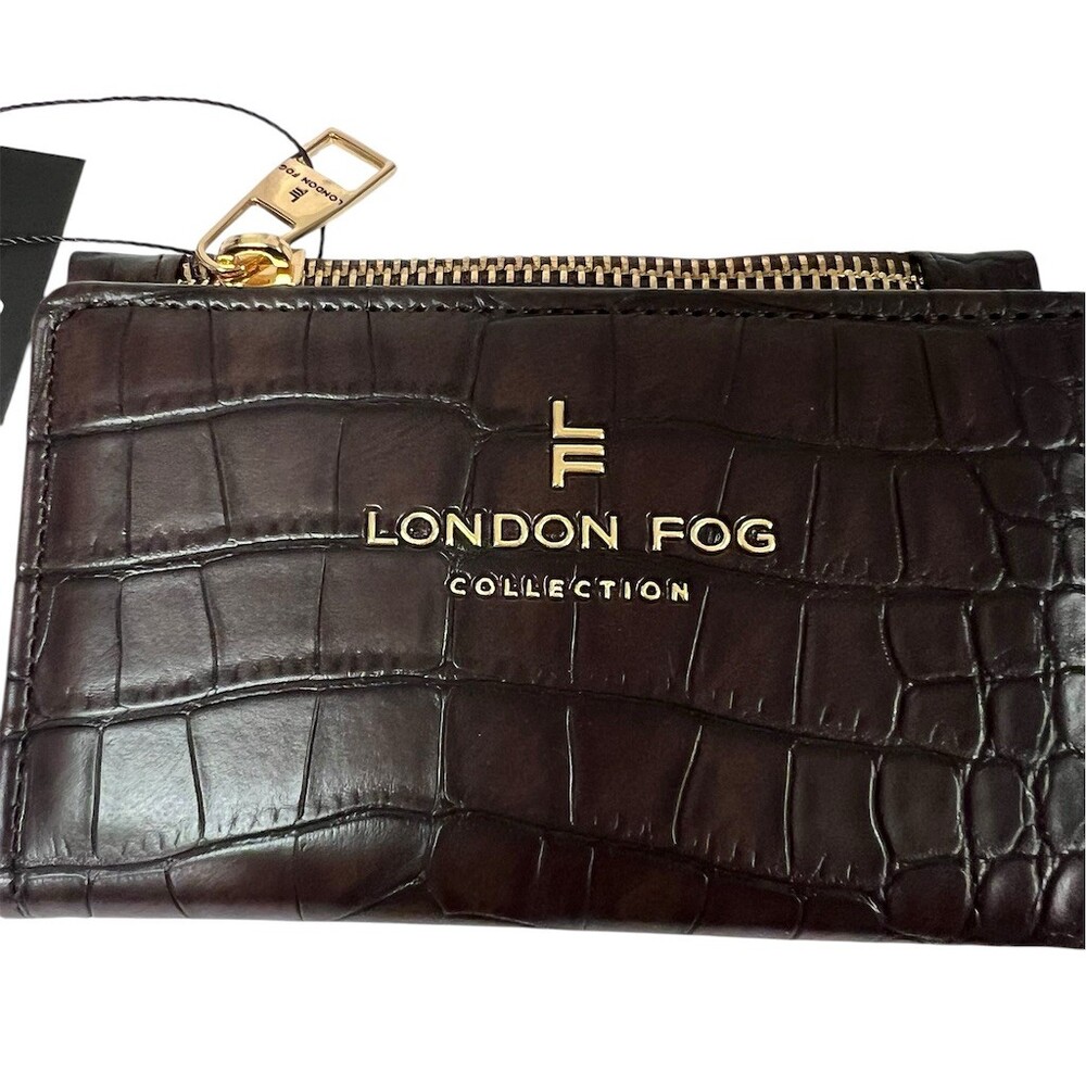 London Fog Wristlet Wallet Womens One Size Chocolate Brown Bifold Zip